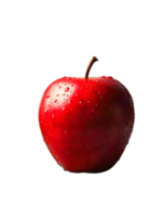 red apple with water droplets on it, on a transparent background png