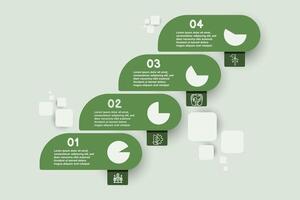 Infographic renewable energy template for energy consumption sustainable information presentation. suare and geometric elements. green modern workflow diagrams. Report plan 5 topics vector