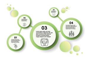 Infographic renewable energy template for energy consumption sustainable information presentation. circle and geometric elements. green modern workflow diagrams. Report plan 5 topics vector