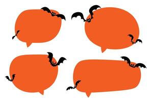 Set halloween speech bubbles on white background. with bats square and doodle message or communication icon Cloud speaking for comics and minimal message dialog vector