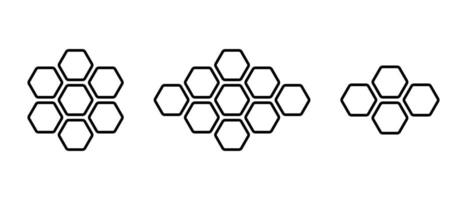 Honeycomb line icon set in rounded corners. Hexagonal beehive concept vector