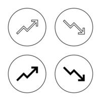 Growth and loss arrow icon on circle line. Increase and decrease sign symbol vector