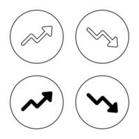 Growth and loss arrow icon on circle line. Increase and decrease sign symbol vector