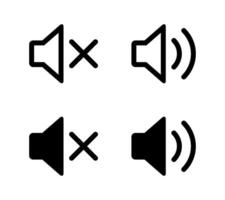 Mute audio and speaker volume icon set in generic style vector
