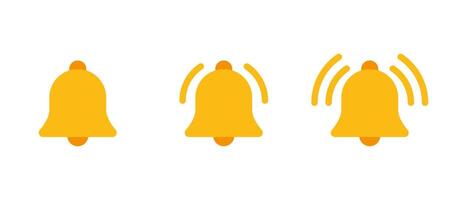 Ringing bell icon set in flat style. Notification alert sign symbol vector