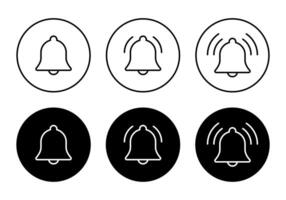 Ring bell icon set on circle background. Notification alert sign symbol vector