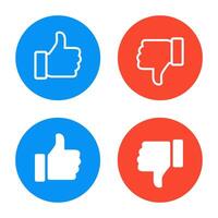 Like and dislike icon on circle background. Hand thumb up and down sign of social media vector
