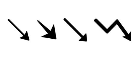 Decrease arrow icon set in generic style. Down direction sign symbol vector