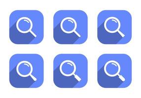 Search, magnifying icon set collection on blue square vector