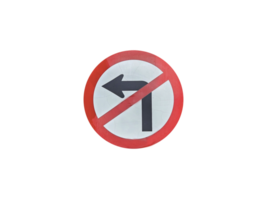 Turn left prohibition sign. Traffic sign. on transparent background png