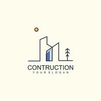 Construction logo with buildings concept for business vector