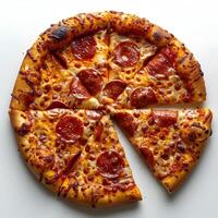 Mouth Watering Gourmet Pizza Captured in High Contrast Macro Photograph photo