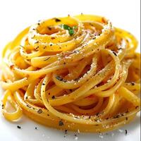 Mouthwatering Pasta Varieties Beautifully Arranged on White Background for Culinary photo