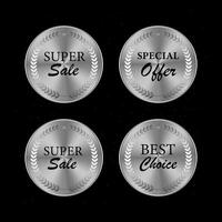 Set Silver labels and badges of seal quality stock vector