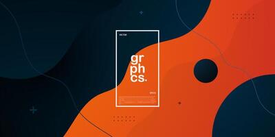Orange background with dark blue fluid shape colorful on background. Liquid style abstract composition. Eps10 vector