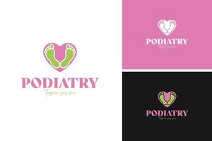 Foot with a heart shape incorporated into the arch logo design, representing care and compassion for foot health. illustration template idea vector