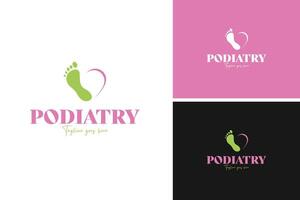 Foot with a heart shape incorporated into the arch logo design, representing care and compassion for foot health. illustration template idea vector
