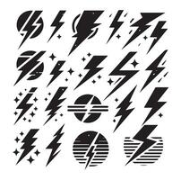 Lightning bolt icon set silhouette vector