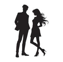 couple standing silhouette vector