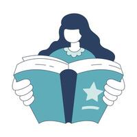 Flat Design Illustration of Girl Student Character Studying Education Reading a Book vector