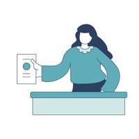 Flat Design Illustration of Bookworm Girl Student Character Holding a Education Literature Book vector