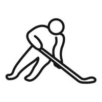 Hockey player with stick and a washer icon vector
