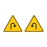 Left Right U-Turn Warning icon vector