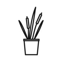 cattails in pot icon vector