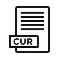 CUR File Document Icon Black line art vector