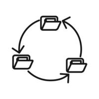 Data synchronization icon Black line art vector