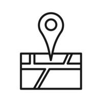 Pin on a map icon Black line art vector