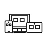 Responsive Design icon Black line art vector