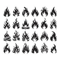 Fire flame silhouette icon set silhouette collection vector