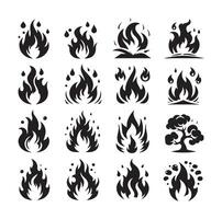 Fire flame silhouette icon set silhouette collection vector