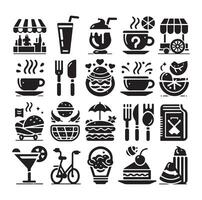 Set of cafe icons, restaurant icon, food and drink icon design illustration vector