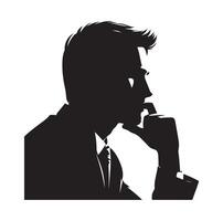 Man thinking silhouette vector
