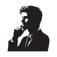 Man thinking silhouette vector