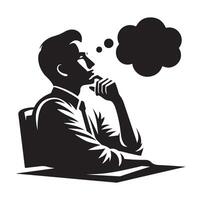 Man thinking silhouette vector