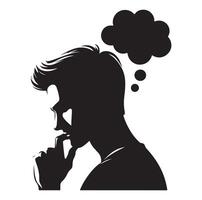 Man thinking silhouette vector