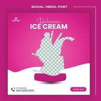 Clean and simple ice cream social media post design vector