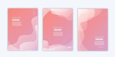 Modern background geometric style blue pink color gradation abstract wave effect collection vector