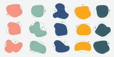 Colourful abstract shapes fluid hand drawn organic shapes line creative element. vector