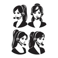 Call center woman silhouette vector