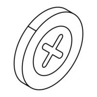 Conceptual flat design icon of cross sign vector