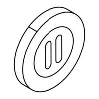 Conceptual flat design icon of pause button vector