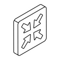 Editable design icon of inward arrows vector