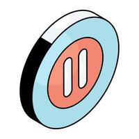 Conceptual flat design icon of pause button vector