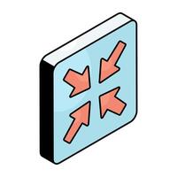 Editable design icon of inward arrows vector