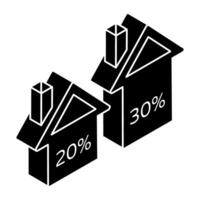 Editable design icon of home discount vector