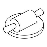 A colored design icon of rolling pin and board vector